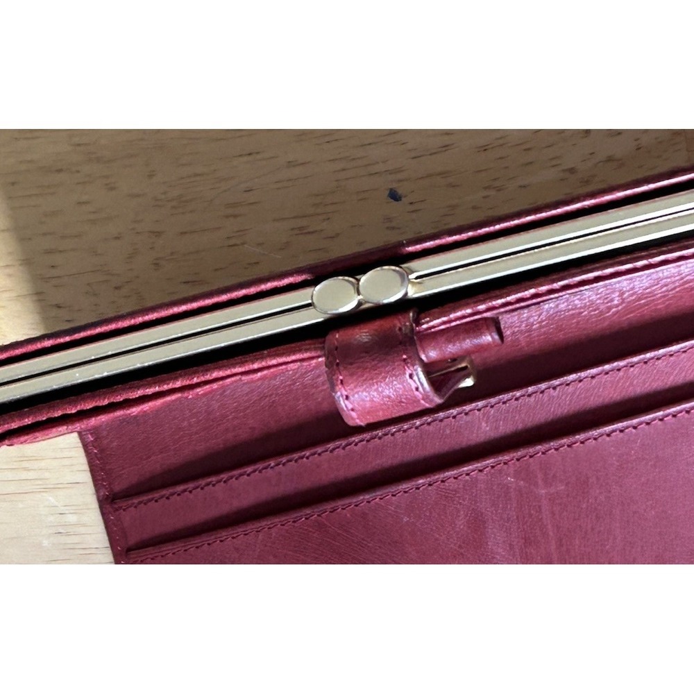 Women's Vintage Red Coach Leather Wallet Coin Purse Card Holder Logo 90s - Picture 4 of 6